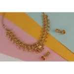 Women's Rose Gold Plated Alloy Necklace & Earings Set (Gold)