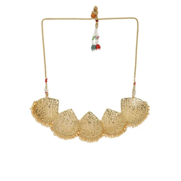 Women's Rose Gold Plated Alloy Necklace & Earings Set (Gold)