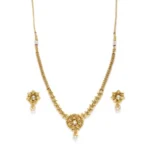 Women's Rose Gold Plated Alloy Necklace & Earings Set (Gold)