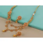 Women's Rose Gold Plated Alloy Necklace & Earings Set (White)