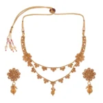 Women's Rose Gold Plated Alloy Necklace & Earings Set (White)