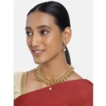 Women's Rose Gold Plated Alloy Necklace & Earings Set (Green & Red)