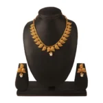Women's Rose Gold Plated Alloy Necklace & Earings Set (Gold)