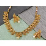 Women's Rose Gold Plated Alloy Necklace & Earings Set (Gold)