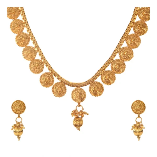 Women's Rose Gold Plated Alloy Necklace & Earings Set (Gold)