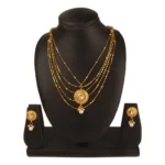 Women's Rose Gold Plated Alloy Necklace & Earings Set (Gold)
