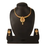 Women's Rose Gold Plated Alloy Necklace & Earings Set (White & Red)