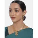 Women's Rose Gold Plated Alloy Necklace & Earings Set (Gold)