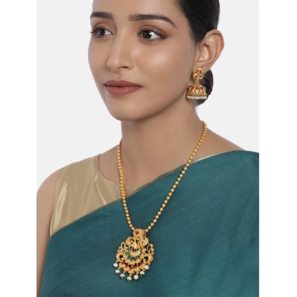Women's Rose Gold Plated Alloy Necklace & Earings Set (Gold)