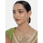 Women's Rose Gold Plated Alloy Necklace & Earings Set (White)