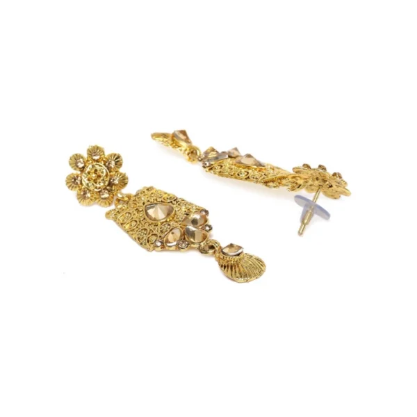 Women's Rose Gold Plated Alloy Necklace & Earings Set (Gold)