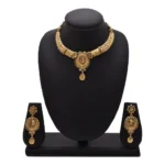 Women's Rose Gold Plated Alloy Necklace & Earings Set (Gold)