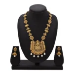 Women's Rose Gold Plated Alloy Necklace & Earings Set (Gold)