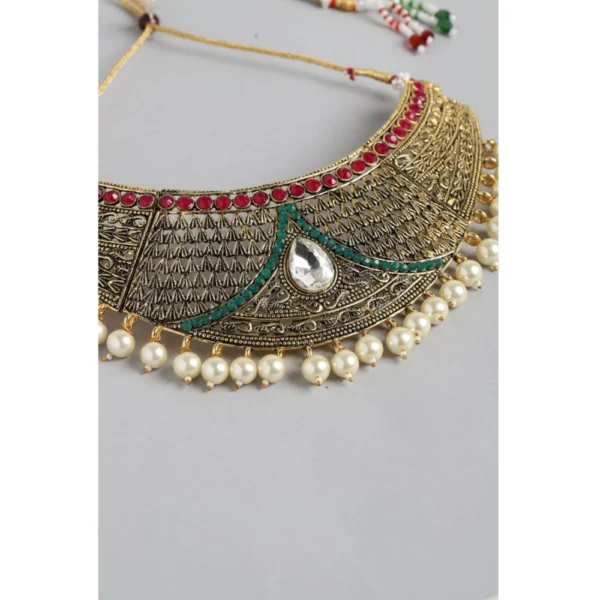 Women's Rose Gold Plated Alloy Necklace & Earings Set (Multicolor)