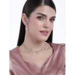Women's Rose Gold Plated Brass Necklace & Earings Set (Gold)