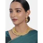 Women's Rose Gold Plated Alloy Necklace & Earings Set (Gold)