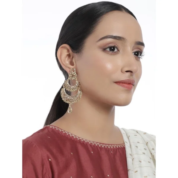 Women's Rose Gold Plated Alloy Earrings (Gold)