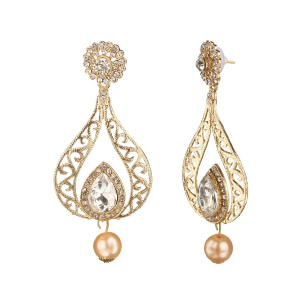 Women's Rose Gold Plated Alloy Earrings (White)