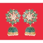 Women's Rose Gold Plated Alloy Earrings (Green)