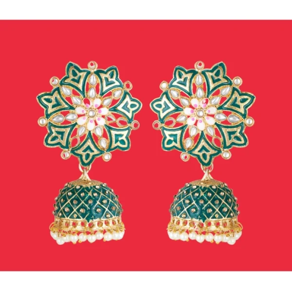 Women's Rose Gold Plated Alloy Earrings (Green)