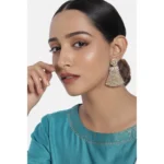 Women's Rose Gold Plated Alloy Earrings (White)