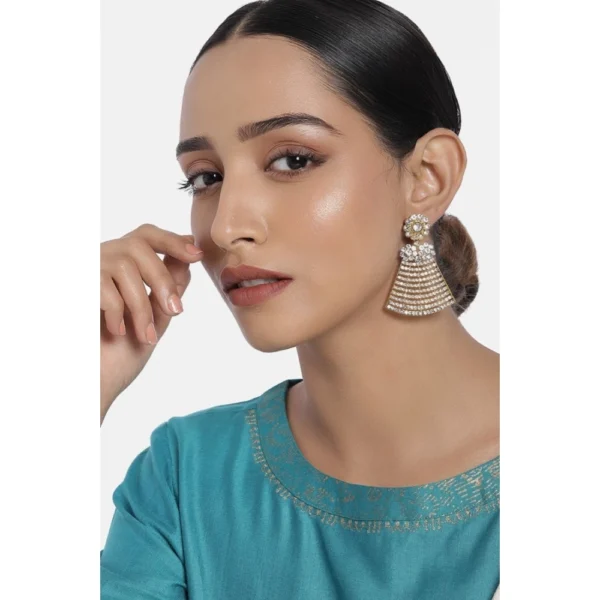Women's Rose Gold Plated Alloy Earrings (White)
