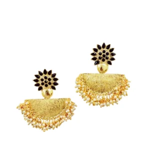 Women's Rose Gold Plated Alloy Earrings (Black)