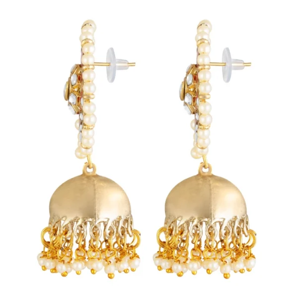 Women's Rose Gold Plated Alloy Earrings (White & Red)