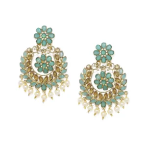 Women's Rose Gold Plated Alloy Earrings (Sky Blue)