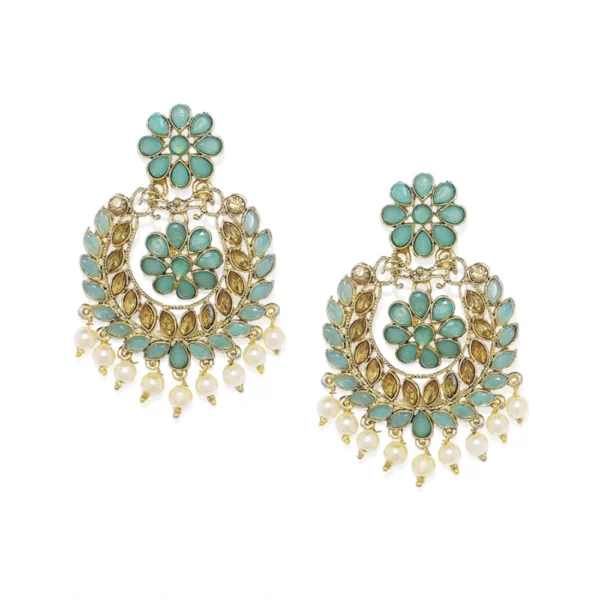 Women's Rose Gold Plated Alloy Earrings (Sky Blue)