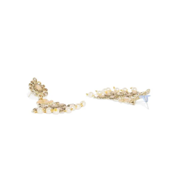 Women's Rose Gold Plated Alloy Earrings (Gold & Pink)