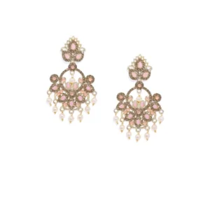 Women's Rose Gold Plated Alloy Earrings (Gold & Pink)