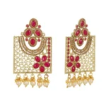 Women's Rose Gold Plated Alloy Earrings (Gold & Pink)