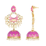 Women's Rose Gold Plated Alloy Earrings (Pink)