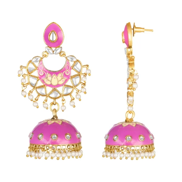 Women's Rose Gold Plated Alloy Earrings (Pink)
