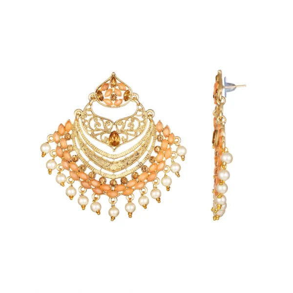 Women's Rose Gold Plated Alloy Earrings (Orange)