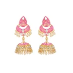 Women's Rose Gold Plated Alloy Earrings (Pink)