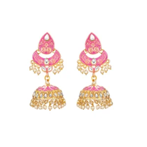 Women's Rose Gold Plated Alloy Earrings (Pink)