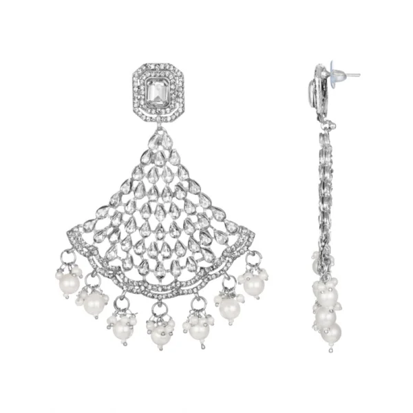 Women's Rose Gold Plated Alloy Earrings (White)