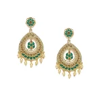 Women's Rose Gold Plated Alloy Earrings (Green)