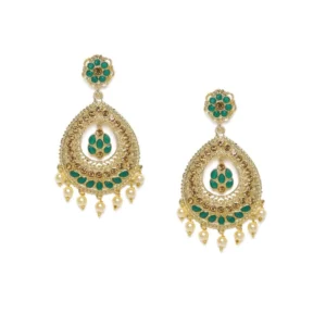 Women's Rose Gold Plated Alloy Earrings (Green)