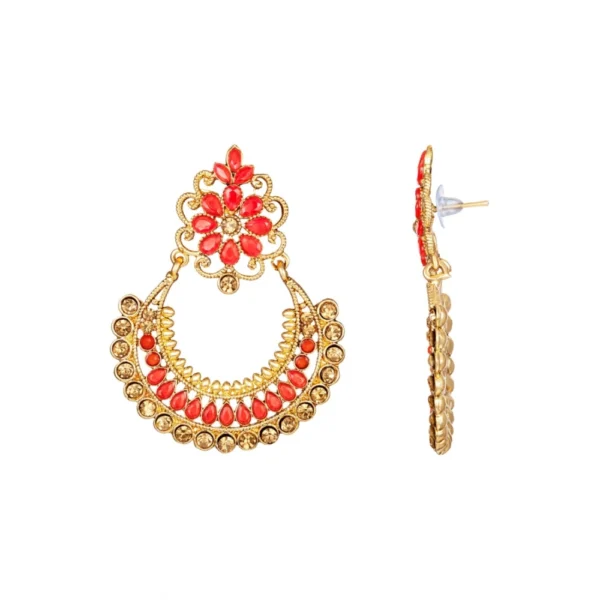 Women's Rose Gold Plated Alloy Earrings (Red)