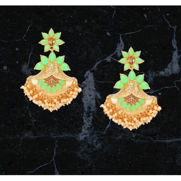 Women's Rose Gold Plated Alloy Earrings (Light Green)