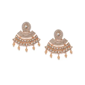 Women's Rose Gold Plated Alloy Earrings (White)