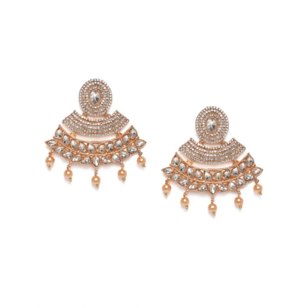 Women's Rose Gold Plated Alloy Earrings (White)