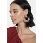 Women's Rose Gold Plated Alloy Earrings (White)