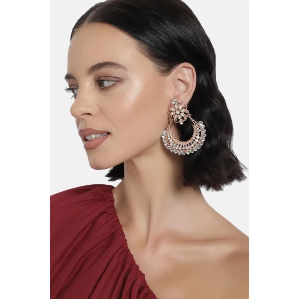 Women's Rose Gold Plated Alloy Earrings (White)