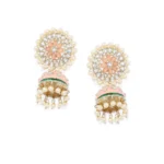 Women's Rose Gold Plated Alloy Earrings (White & Orange)