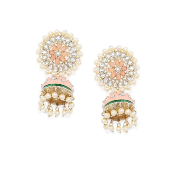 Women's Rose Gold Plated Alloy Earrings (White & Orange)