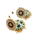 Women's Rose Gold Plated Alloy Earrings (White & Green)